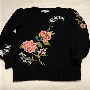 ANN TAYLOR LOFT
Black Sweater Floral Embroidered Crewneck
Long Sleeve Cottage XS